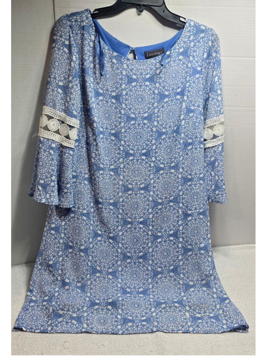 Luxology Dresses & Skirts - Women's Luxology Blue & White Patterned Long Sleeve Dress, Size 8